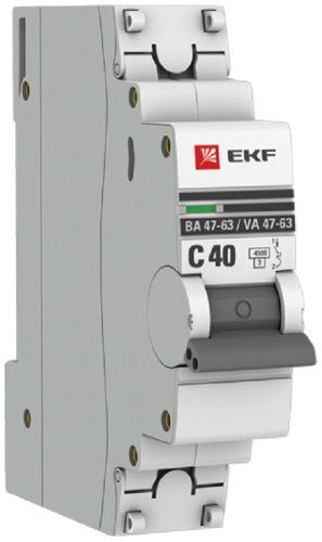 Выключатель автоматический EKF PROxima ВА47-63 1п 40А C 4.5кА фото Выключатель автоматический EKF PROxima ВА47-63 1п 40А C 4.5кА картинка